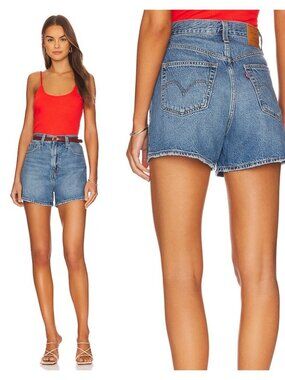 LEVI'S Premium High Loose Shorts In Link In Bio Blue Size 24